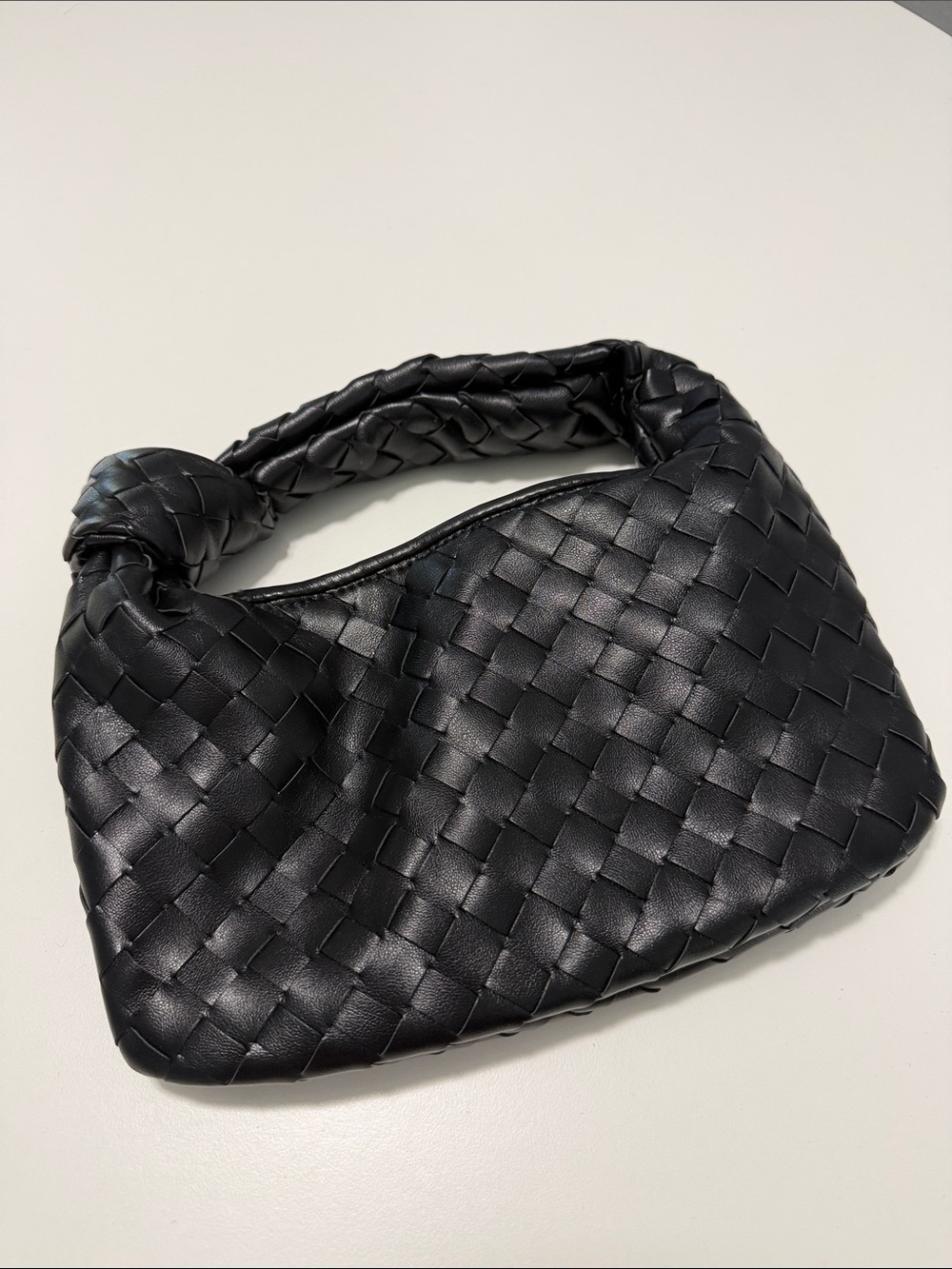 Amazon Black Woven Knot-Handle Clutch
